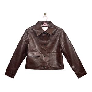 Jason Wu Faux Croc Embossed Cropped Jacket SZ S